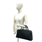 Chanel With Vintage Quilted CC Logo Caviar Leather Handbag Black — view 2