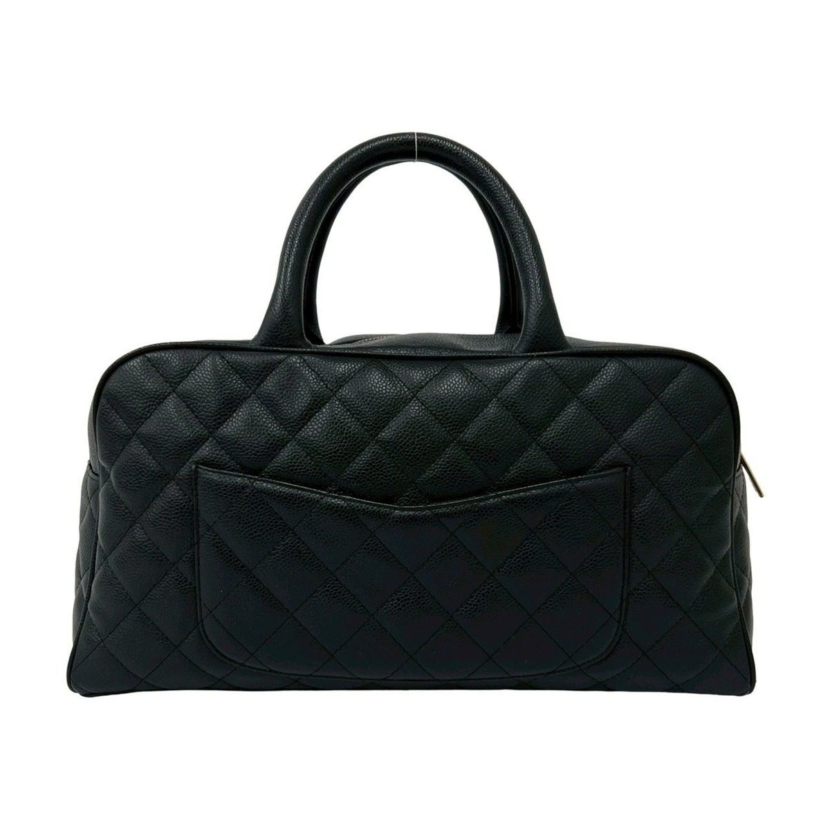 Chanel With Vintage Quilted CC Logo Caviar Leather Handbag Black — view 3