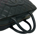 Chanel With Vintage Quilted CC Logo Caviar Leather Handbag Black — view 4