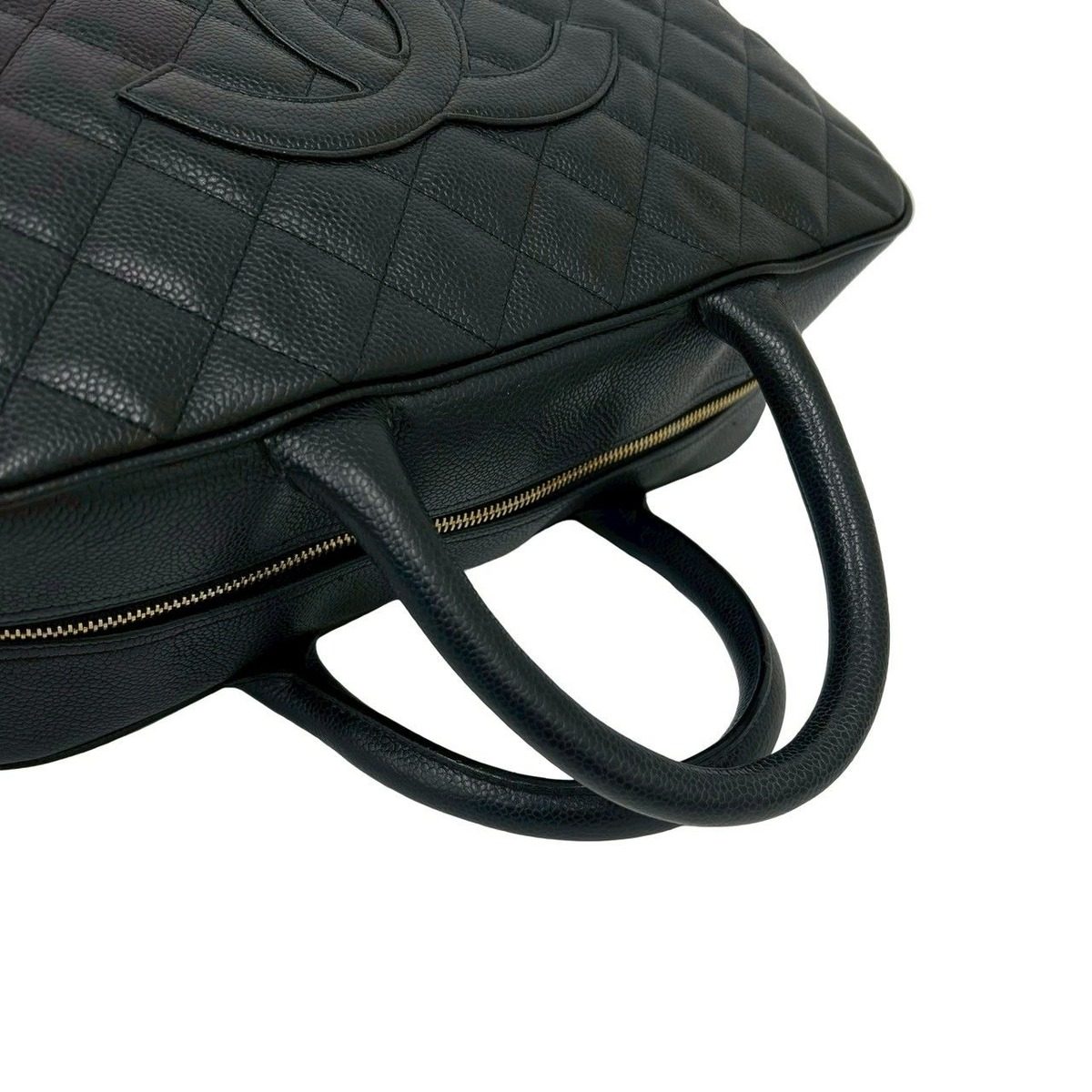 Chanel With Vintage Quilted CC Logo Caviar Leather Handbag Black — view 4