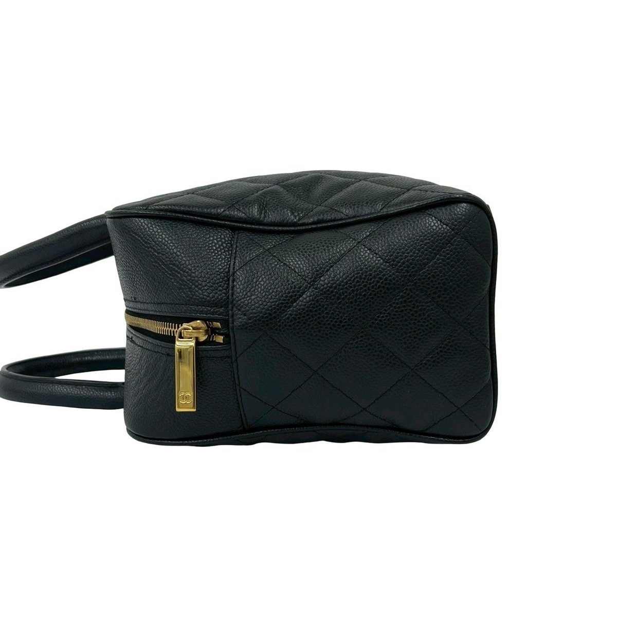 Chanel With Vintage Quilted CC Logo Caviar Leather Handbag Black — view 5