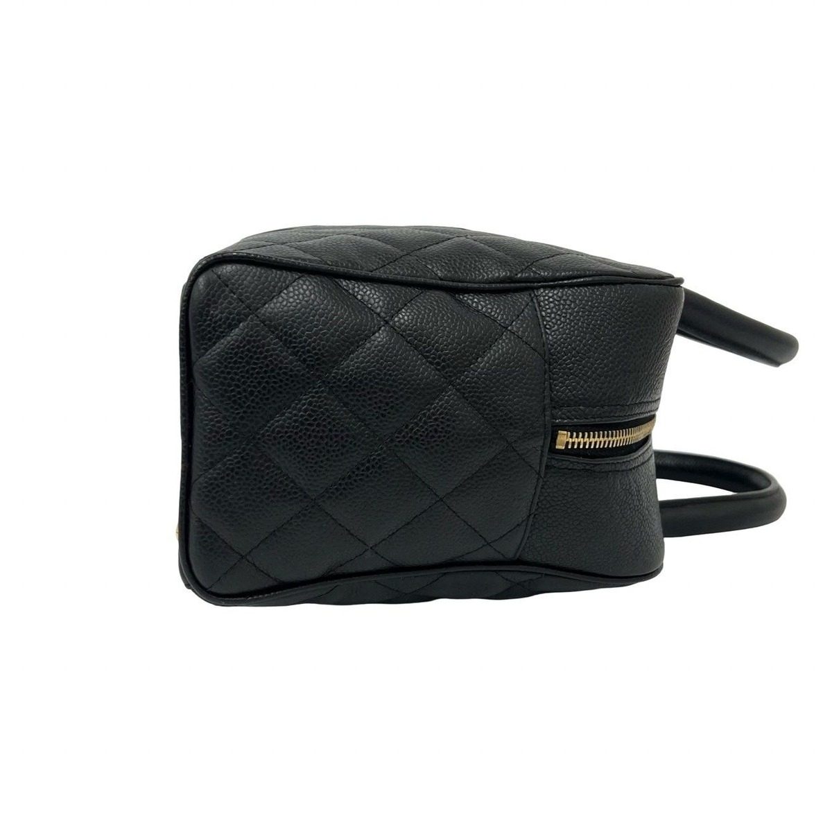 Chanel With Vintage Quilted CC Logo Caviar Leather Handbag Black — view 6