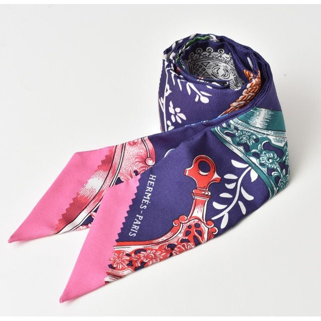 Hermes Twilly Scarf Royal Pink Multi
