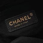 Chanel Shoulder Bag Deauville Black Leather Logo Stud — view 4
