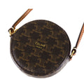 Celine Triomphe Coin Purse Brown Leather Shoulder Strap Pochette