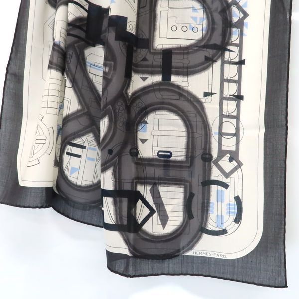 Hermes Carre H 100 Shawl Imprimeur Flou 70% Wool 30% Silk Gray Box — view 2