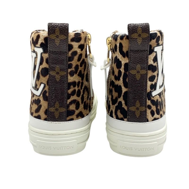 Louis Vuitton Stellar Line Sneakers Shoes Harako Leather Brown White — view 5