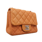 Chanel Shoulder Bag Mini Quilted Caviar Leather Brown Silver — view 2