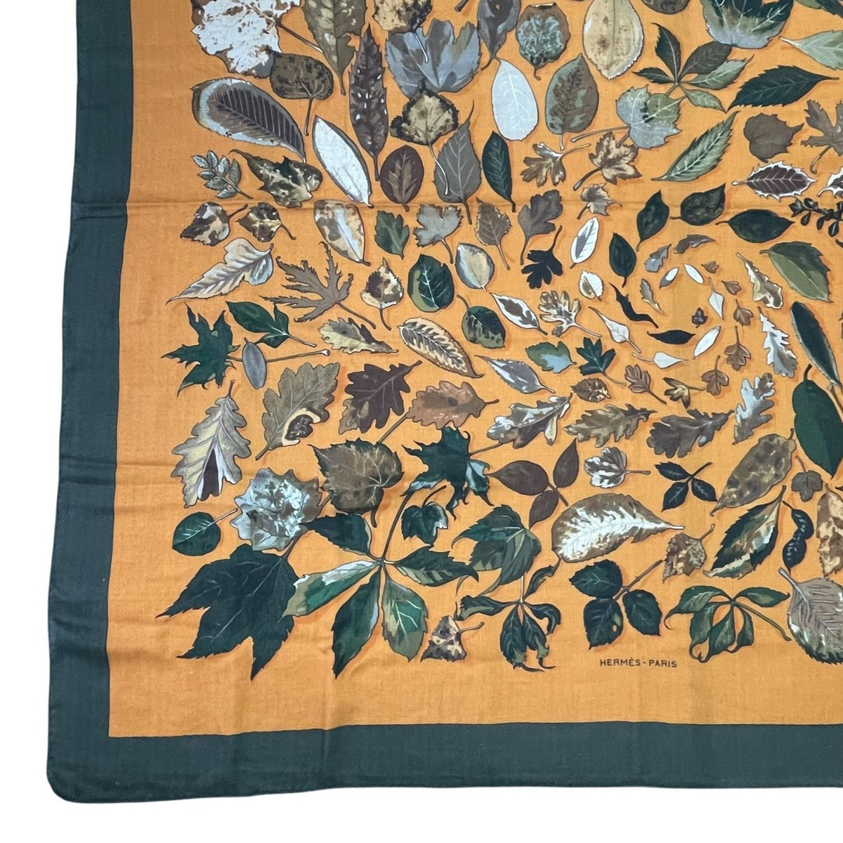 Hermes Scarf Carre 140 Large Tourbillon Fallen Leaves Swirl Green — view 4