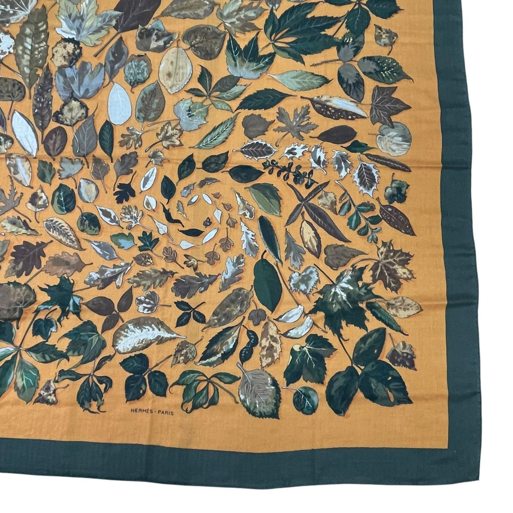 Hermes Scarf Carre 140 Large Tourbillon Fallen Leaves Swirl Green — view 5