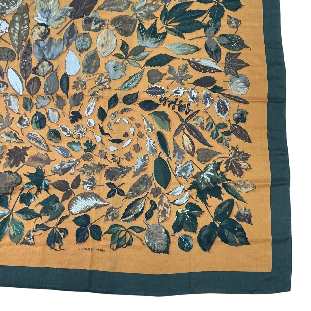 Hermes Scarf Carre 140 Large Tourbillon Fallen Leaves Swirl Green — view 5