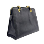 Chanel Caviar Leather CC Logo Black Chain Shoulder Bag Gold — view 2