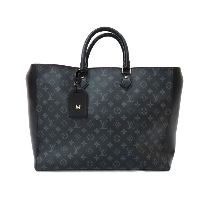 Louis Vuitton Grand Sac Monogram Eclipse Tote Bag Black Gray