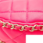 Chanel Quilted Lambskin Pink Chain Shoulder Bag