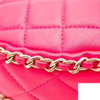 Chanel Quilted Lambskin Pink Chain Shoulder Bag — view 7