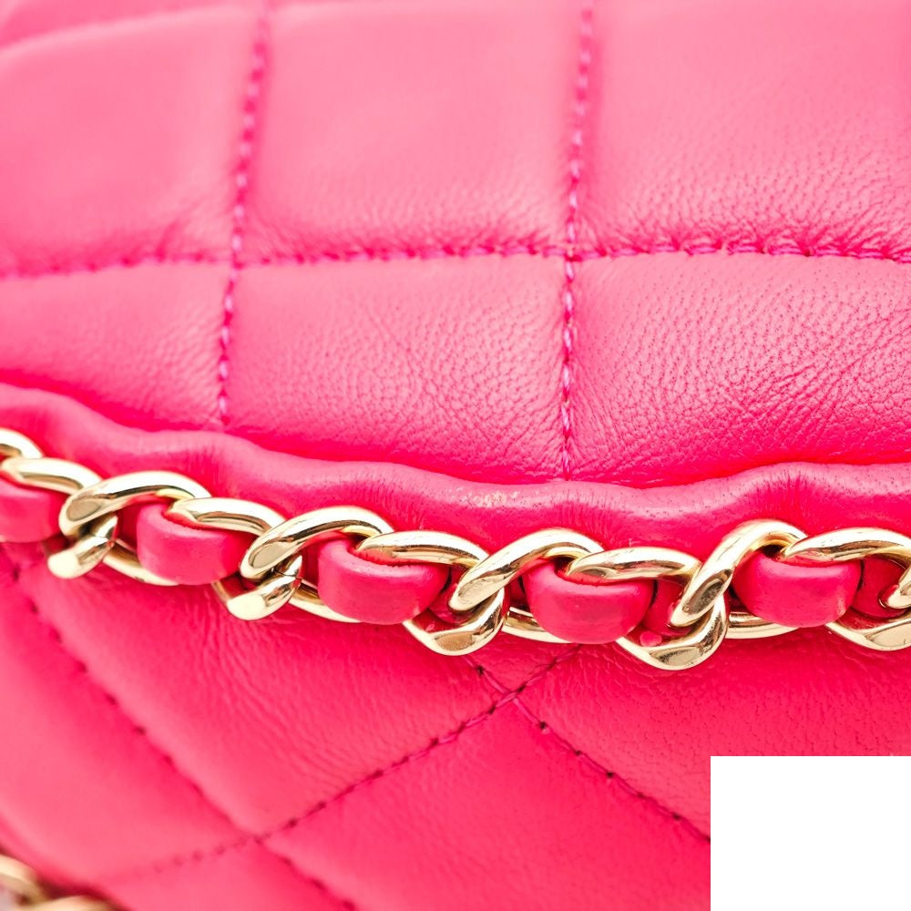 Chanel Quilted Lambskin Pink Chain Shoulder Bag — view 7
