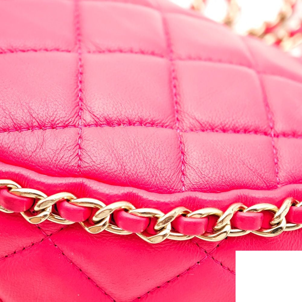 Chanel Quilted Lambskin Pink Chain Shoulder Bag — view 8