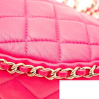 Chanel Quilted Lambskin Pink Chain Shoulder Bag