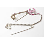 Chanel Brooch Pin Rhinestone Silver Magenta — view 2