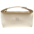 Hermes Brid-a-brac GM Silver Logo Button Canvas Handbag Pouch