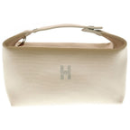 Hermes Brid-a-brac GM Silver Logo Button Canvas Handbag Pouch