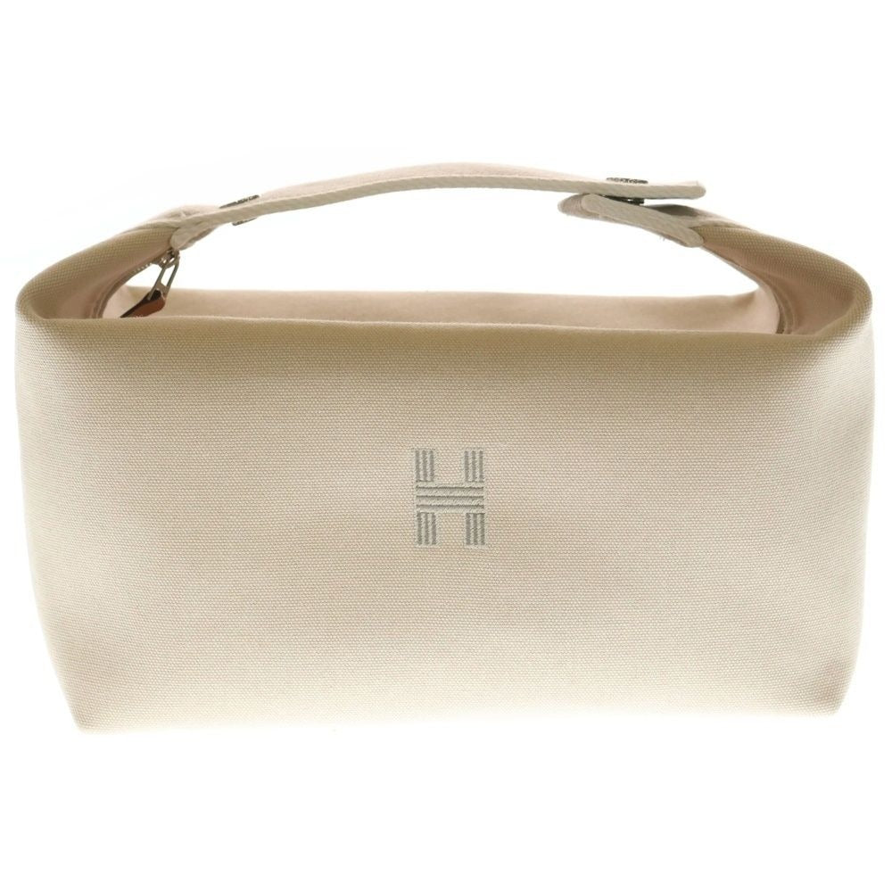 Hermes Brid-a-brac GM Silver Logo Button Canvas Handbag Pouch