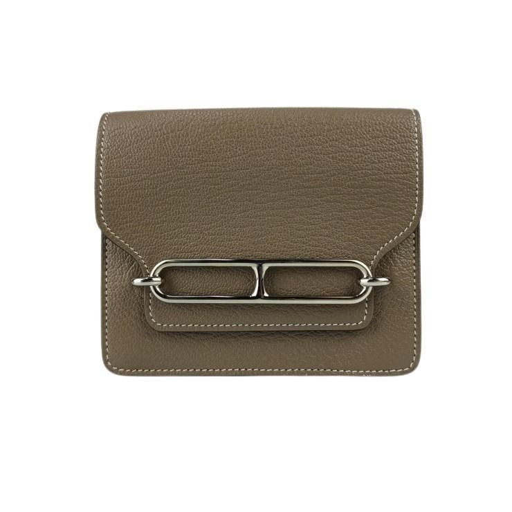 Hermes Coin Case Roulis Slim Etoupe Chevrumizol Silver
