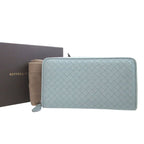 Bottega Veneta Intrecciato Leather Light Blue Round Zipper Long Wallet 1370 — view 2