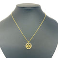 Dior GP Rhinestone Logo Emblem Round Necklace Gold