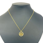 Dior GP Rhinestone Logo Emblem Round Necklace Gold