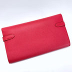 Hermes Kelly Vaux Epson a Engraved Rose Tyrian Long Wallet Silver — view 2