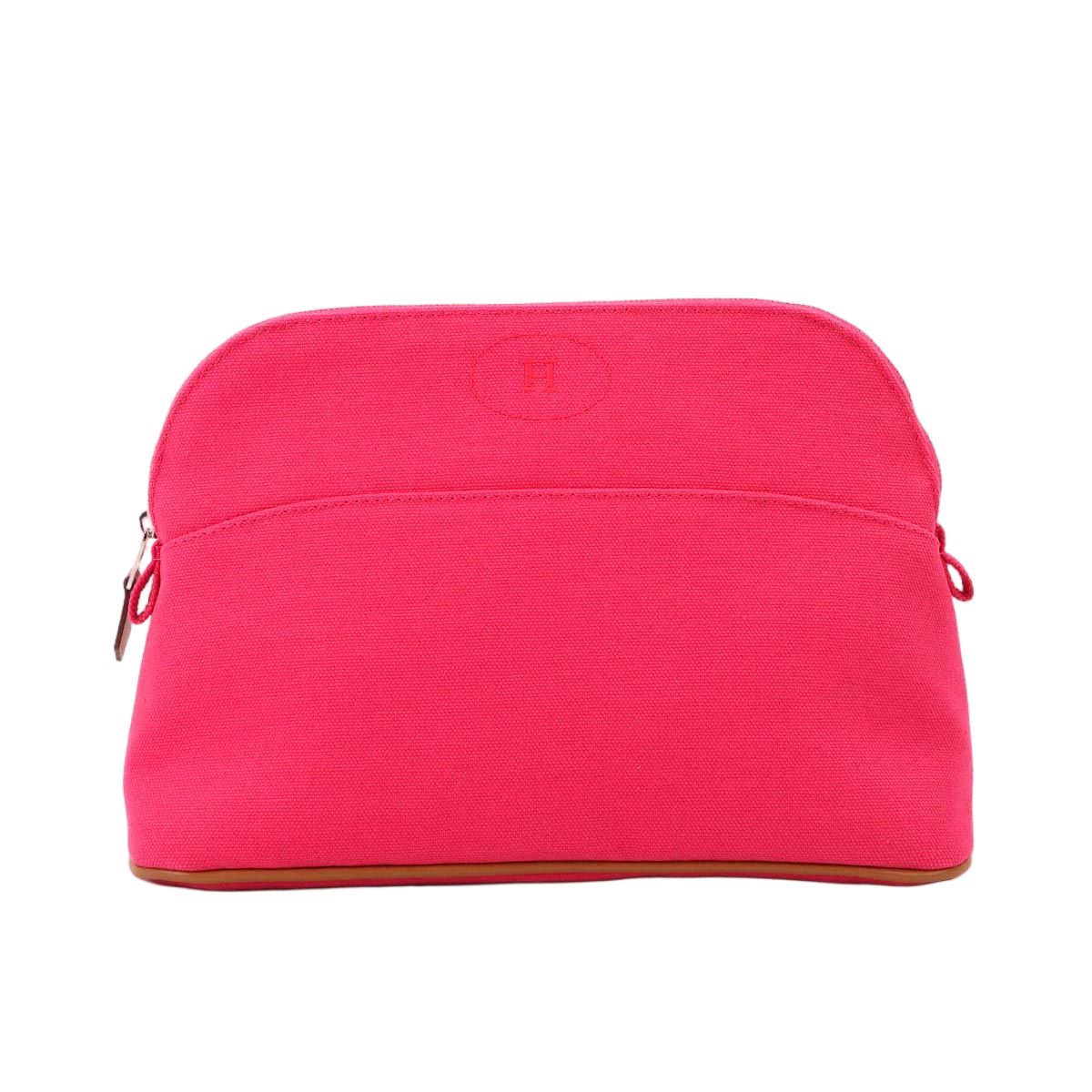 Hermes Bolide Pouch MM Cotton Canvas Hibiscus Silver