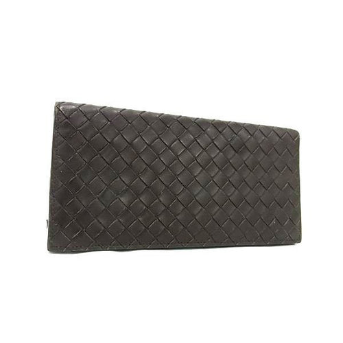Bottega Veneta Wallet Intrecciato Brown Leather Knee Fold Long
