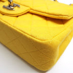 Chanel Quilted 20 Chain Shoulder No 19 Cotton Yellow Mini — view 5