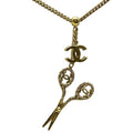Chanel Scissor Necklace Pendant Accessories Coco Mark Scissors Rhinestone GP