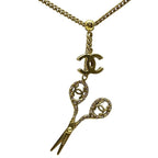 Chanel Scissor Necklace Pendant Accessories Coco Mark Scissors Rhinestone GP