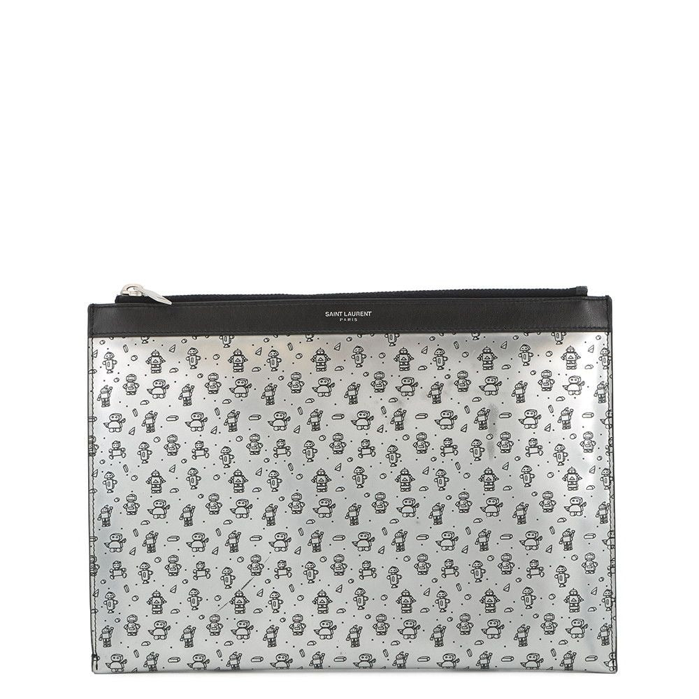 Saint Laurent Paris Clutch Robot Black Silver-black