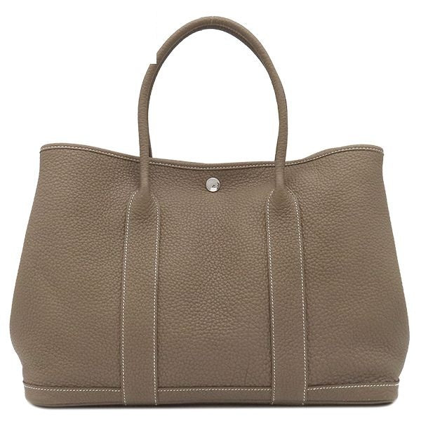 Hermes Tote Bag Garden Party PM 36 Negonda Etoupe Silver Gray Leather