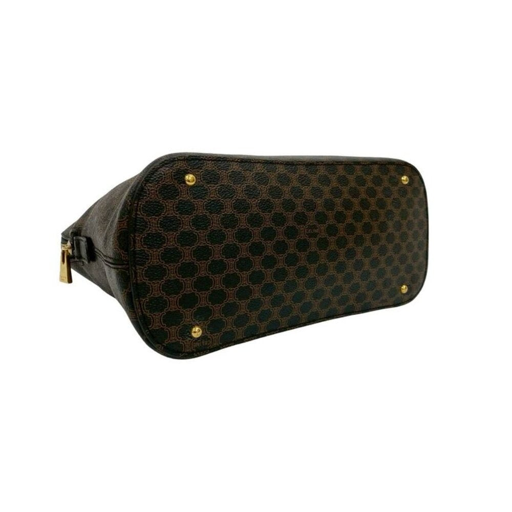 Celine Vintage Macadam Blason Pattern Logo Leather Handbag