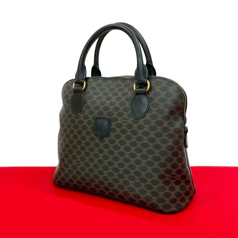 Celine Vintage Macadam Blason Pattern Logo Leather Handbag