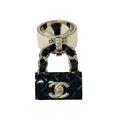 Chanel Ring Gold Black Quilted Bag Charm