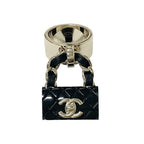 Chanel Ring Gold Black Quilted Bag Charm
