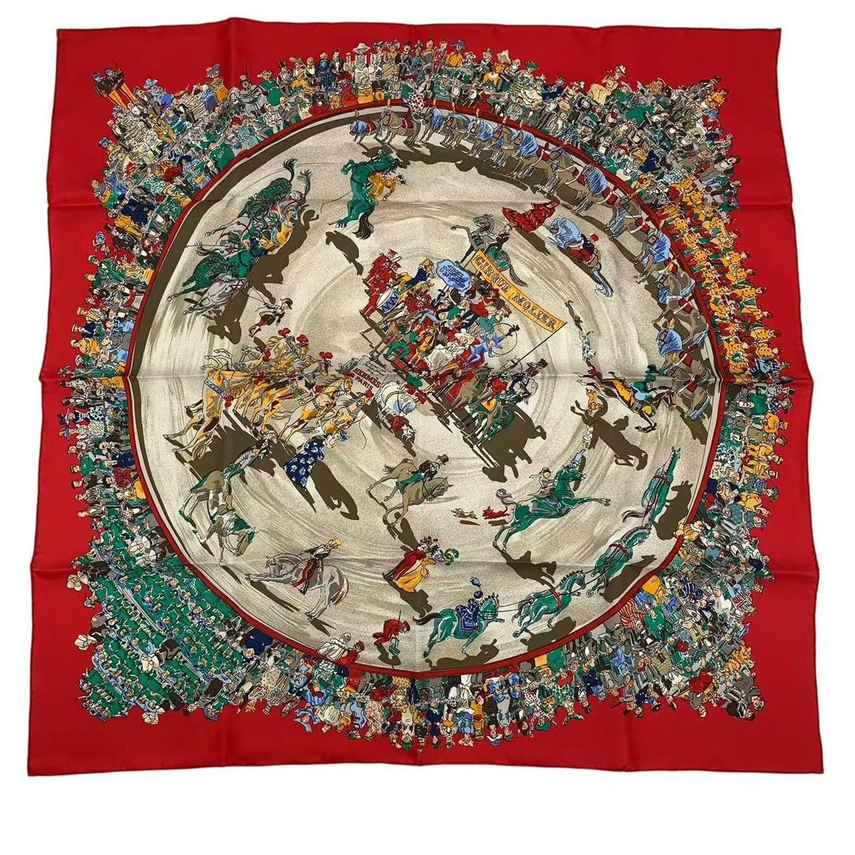Hermes Carre 90 Cirque Molier Scarf Silk Red — view 2