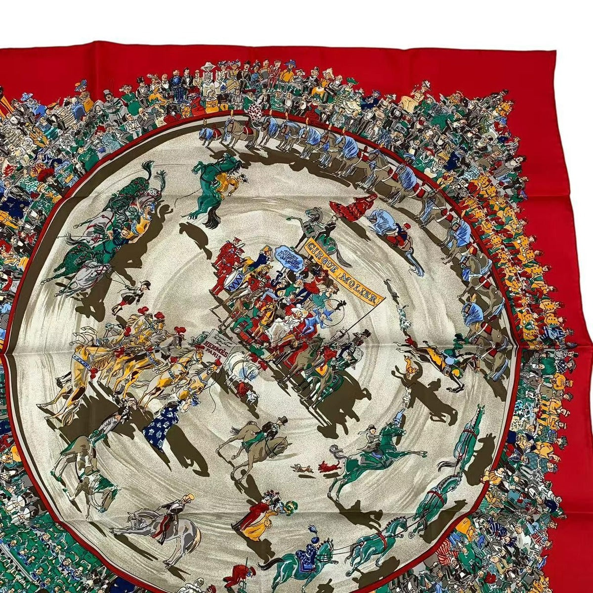 Hermes Carre 90 Cirque Molier Scarf Silk Red — view 4
