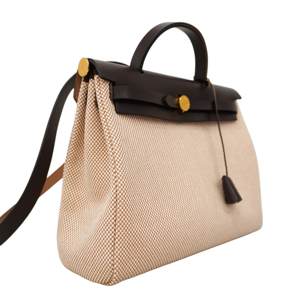 Hermes Handbag Herbag Zip PM Toile GM Brown Gold 2-Way — view 2