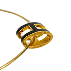 Hermes Pop Motif Necklace Pendant Choker Gold Black — view 2