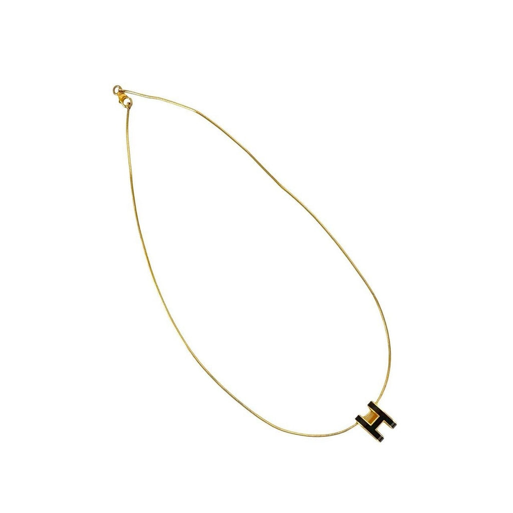 Hermes Pop Motif Necklace Pendant Choker Gold Black — view 4
