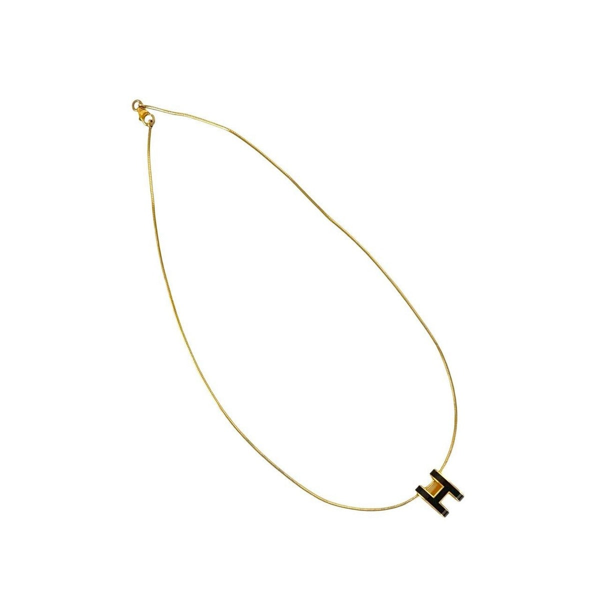 Hermes Pop Motif Necklace Pendant Choker Gold Black — view 4
