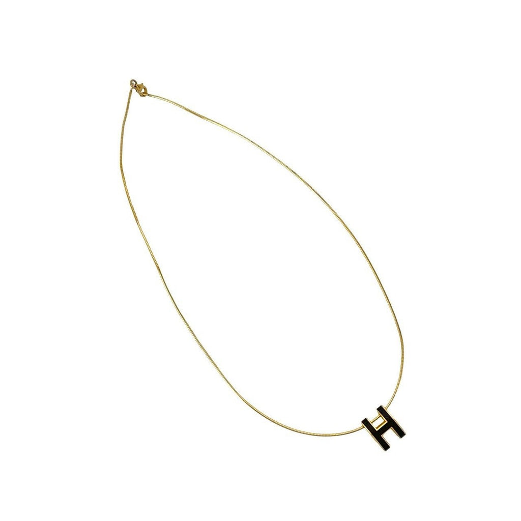 Hermes Pop Motif Necklace Pendant Choker Gold Black — view 5