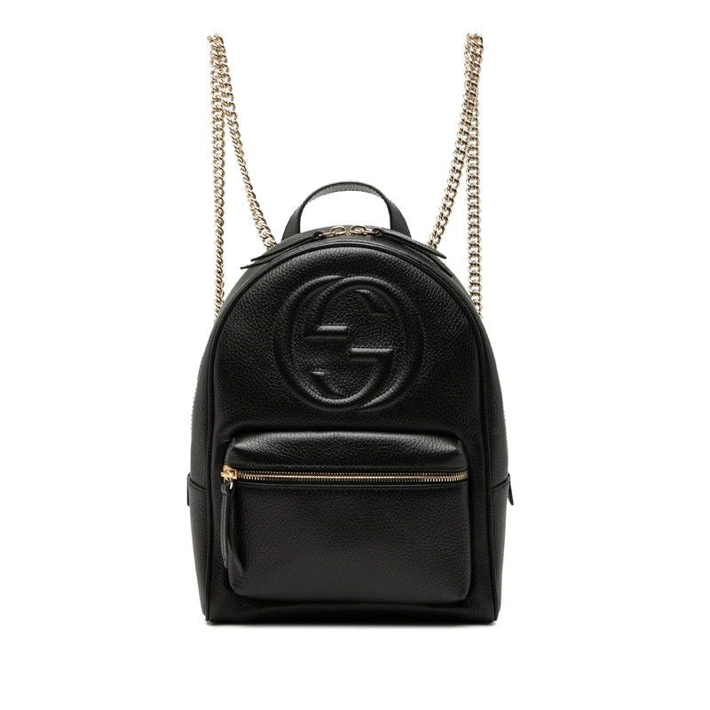 Gucci Interlocking Soho Chain Backpack Black Leather